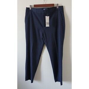 Zara Womens Polka Dot Straight Leg‎ Dress Pants Black White Size 12